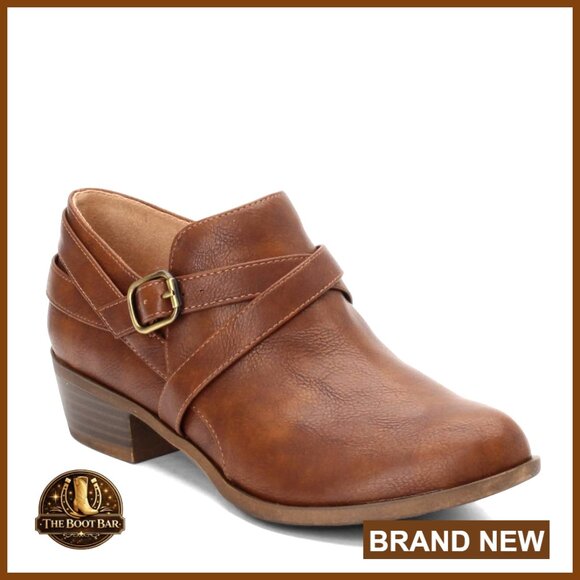 Faux Leather Ankle Boots with Block Heel and Decorative Buckle